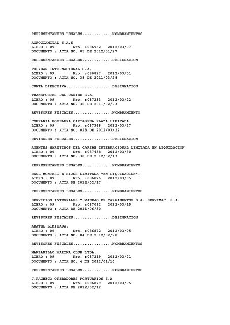 BOLETIN DE MARZO DE 2012 - CÃ¡mara de Comercio de Cartagena