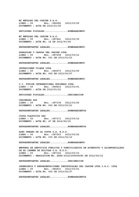 BOLETIN DE MARZO DE 2012 - CÃ¡mara de Comercio de Cartagena