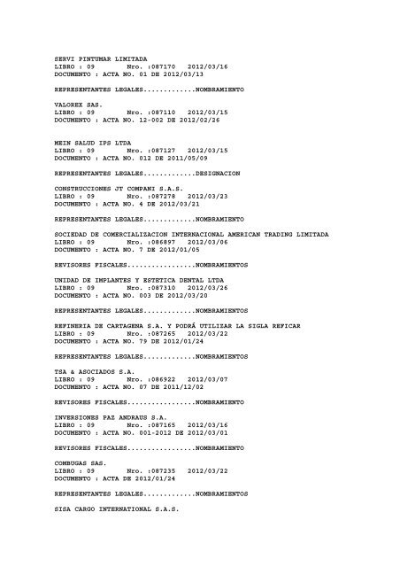 BOLETIN DE MARZO DE 2012 - CÃ¡mara de Comercio de Cartagena