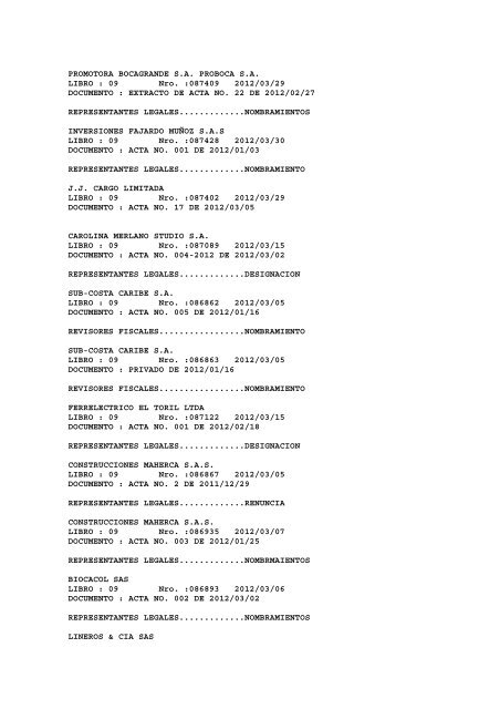 BOLETIN DE MARZO DE 2012 - CÃ¡mara de Comercio de Cartagena