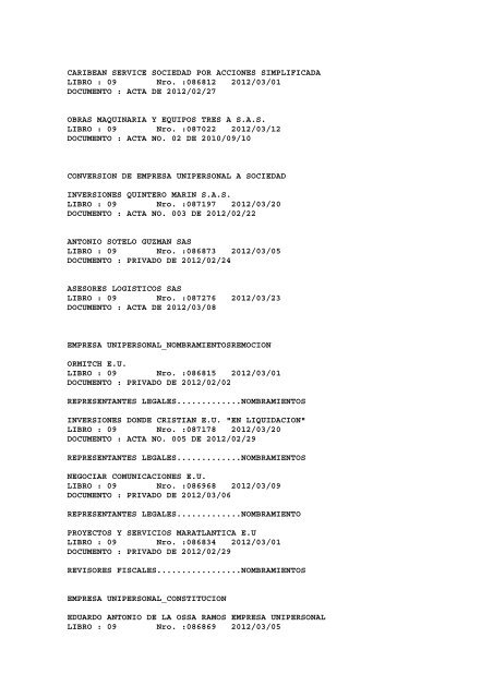 BOLETIN DE MARZO DE 2012 - CÃ¡mara de Comercio de Cartagena