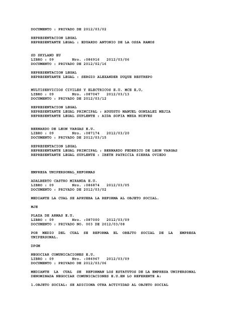 BOLETIN DE MARZO DE 2012 - CÃ¡mara de Comercio de Cartagena