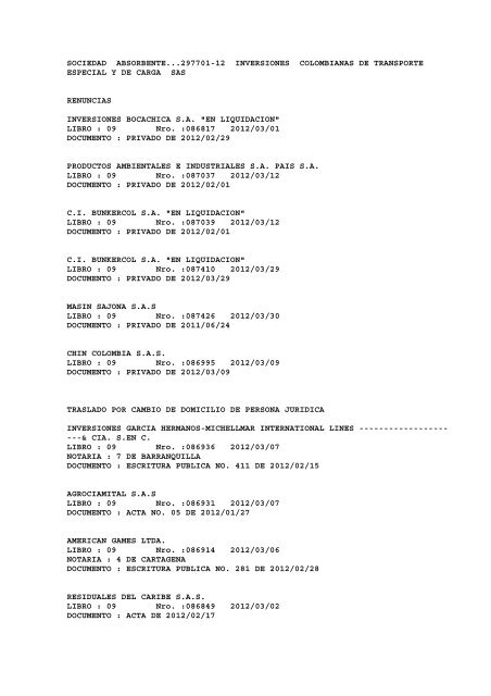 BOLETIN DE MARZO DE 2012 - CÃ¡mara de Comercio de Cartagena