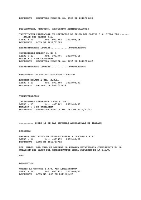 BOLETIN DE MARZO DE 2012 - CÃ¡mara de Comercio de Cartagena