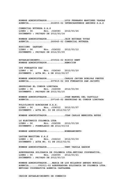 BOLETIN DE MARZO DE 2012 - CÃ¡mara de Comercio de Cartagena