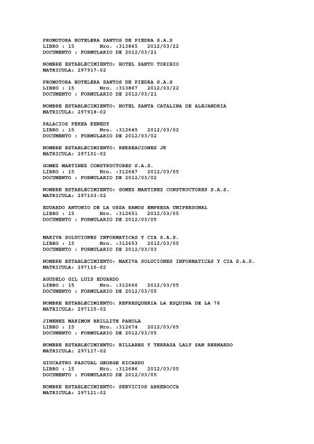 BOLETIN DE MARZO DE 2012 - CÃ¡mara de Comercio de Cartagena