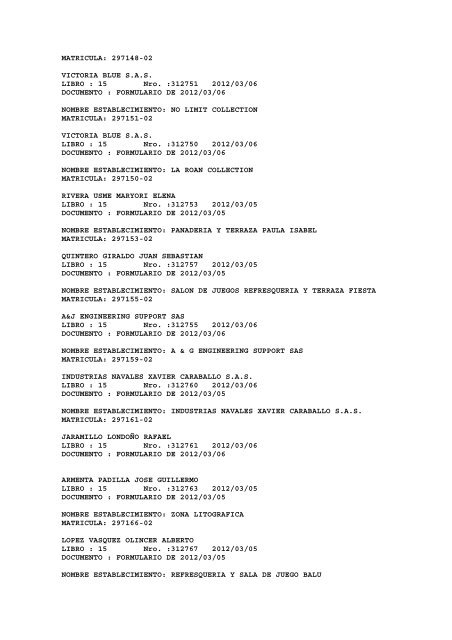 BOLETIN DE MARZO DE 2012 - CÃ¡mara de Comercio de Cartagena