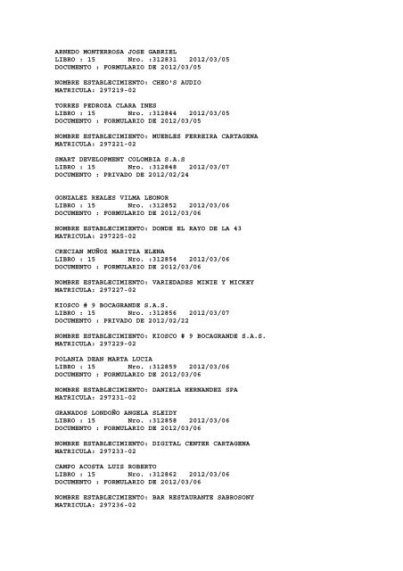 BOLETIN DE MARZO DE 2012 - CÃ¡mara de Comercio de Cartagena