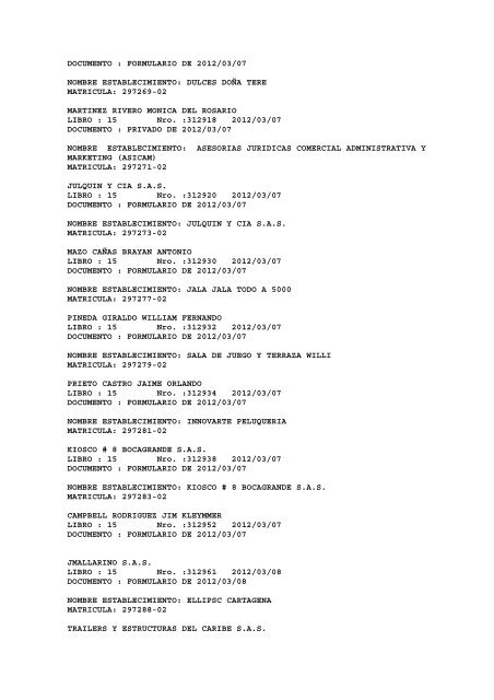 BOLETIN DE MARZO DE 2012 - CÃ¡mara de Comercio de Cartagena