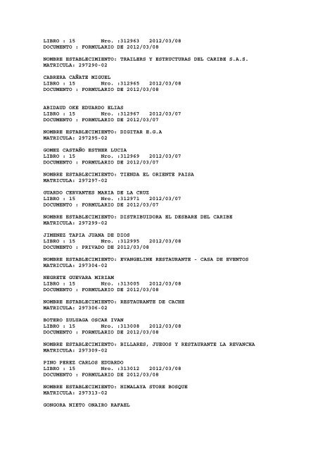 BOLETIN DE MARZO DE 2012 - CÃ¡mara de Comercio de Cartagena