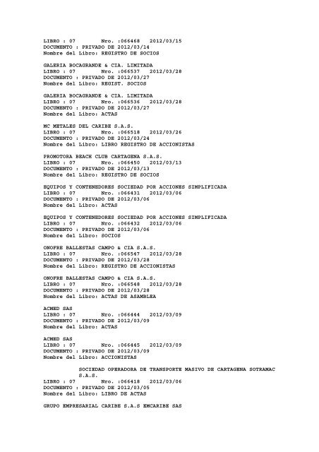 BOLETIN DE MARZO DE 2012 - CÃ¡mara de Comercio de Cartagena