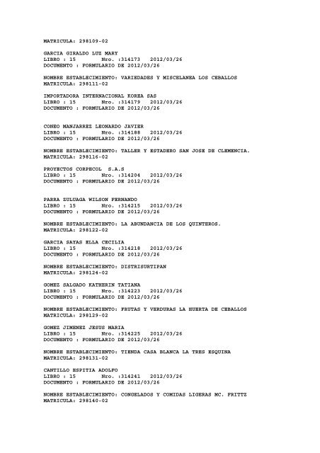 BOLETIN DE MARZO DE 2012 - CÃ¡mara de Comercio de Cartagena