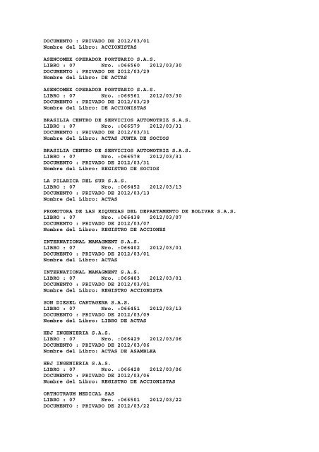 BOLETIN DE MARZO DE 2012 - CÃ¡mara de Comercio de Cartagena