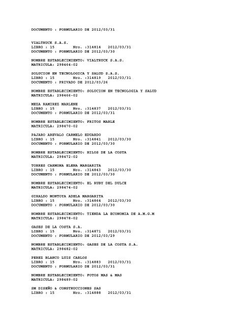 BOLETIN DE MARZO DE 2012 - CÃ¡mara de Comercio de Cartagena