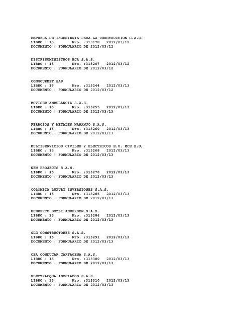 BOLETIN DE MARZO DE 2012 - CÃ¡mara de Comercio de Cartagena