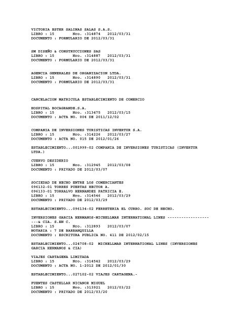 BOLETIN DE MARZO DE 2012 - CÃ¡mara de Comercio de Cartagena