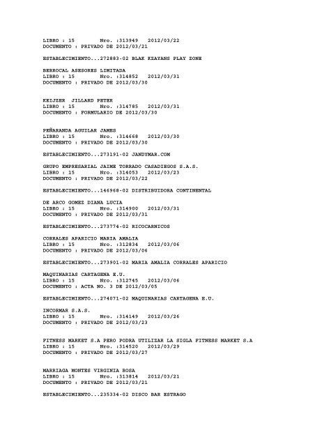 BOLETIN DE MARZO DE 2012 - CÃ¡mara de Comercio de Cartagena