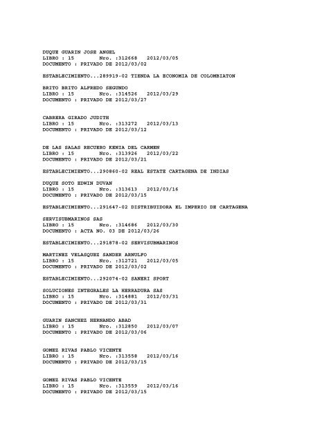 BOLETIN DE MARZO DE 2012 - CÃ¡mara de Comercio de Cartagena