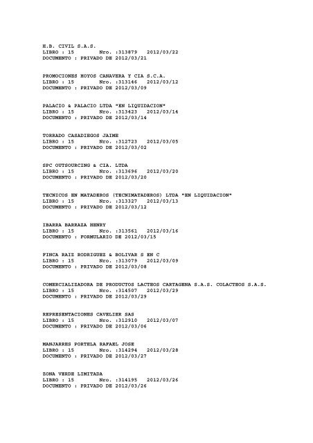 BOLETIN DE MARZO DE 2012 - CÃ¡mara de Comercio de Cartagena