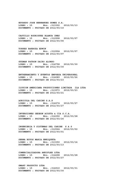 BOLETIN DE MARZO DE 2012 - CÃ¡mara de Comercio de Cartagena