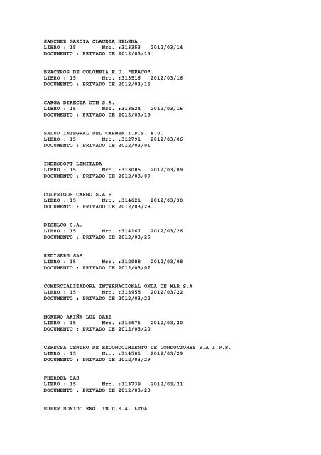 BOLETIN DE MARZO DE 2012 - CÃ¡mara de Comercio de Cartagena