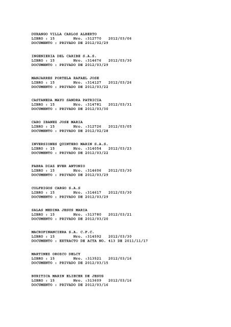 BOLETIN DE MARZO DE 2012 - CÃ¡mara de Comercio de Cartagena