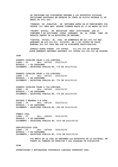 BOLETIN DE MARZO DE 2012 - CÃ¡mara de Comercio de Cartagena