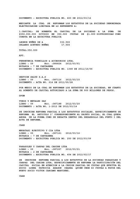 BOLETIN DE MARZO DE 2012 - CÃ¡mara de Comercio de Cartagena