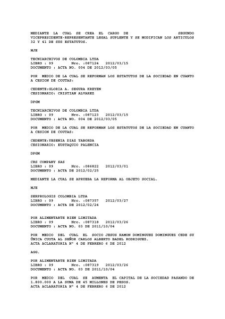 BOLETIN DE MARZO DE 2012 - CÃ¡mara de Comercio de Cartagena