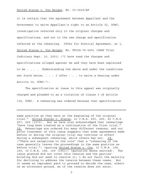 United States v. Von Bergen - U.S. Court of Appeals for the Armed ...