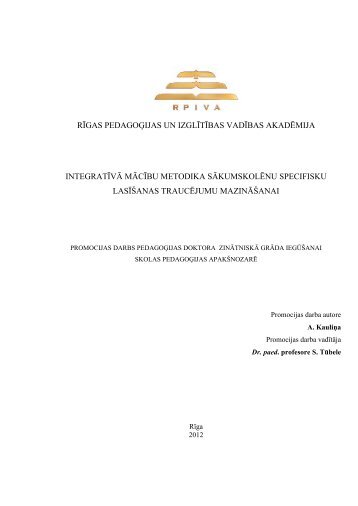 1. SÄkumskolÄnu lasÄ«tprasmes un specifisku lasÄ«Å¡anas ... - rpiva