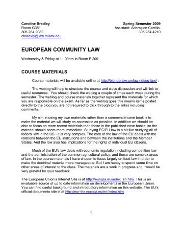 EUROPEAN COMMUNITY LAW - Blenderlaw - Umlaw.net