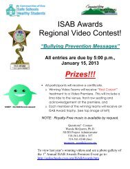 ISAB Awards Regional Video Contest! - Safe Schools Healthy ...