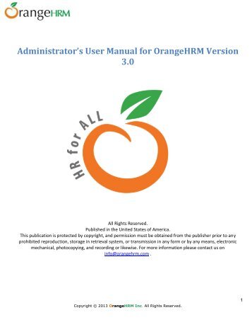 Administrator's User Manual for OrangeHRM Version 3.0