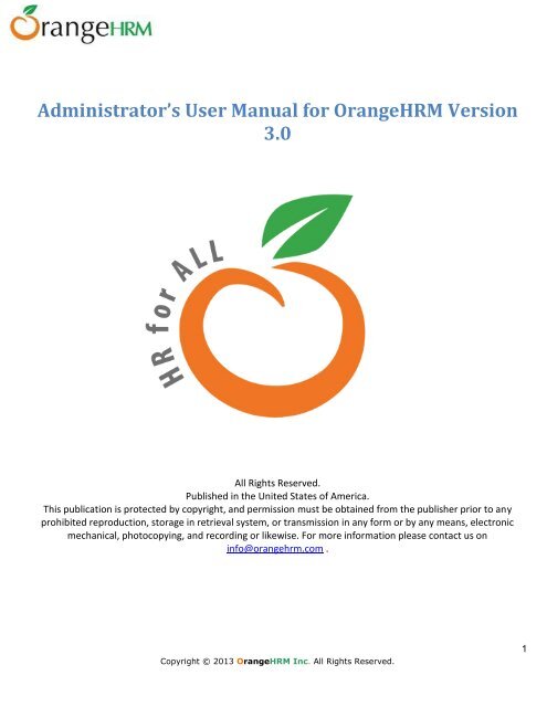 Administrator's User Manual for OrangeHRM Version 3.0