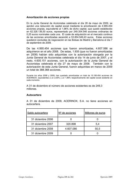 acerinox, sa junta general ordinaria de accionistas