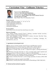 Curriculum Vitae – Guillaume Tcherkez - Plateforme Métabolisme ...