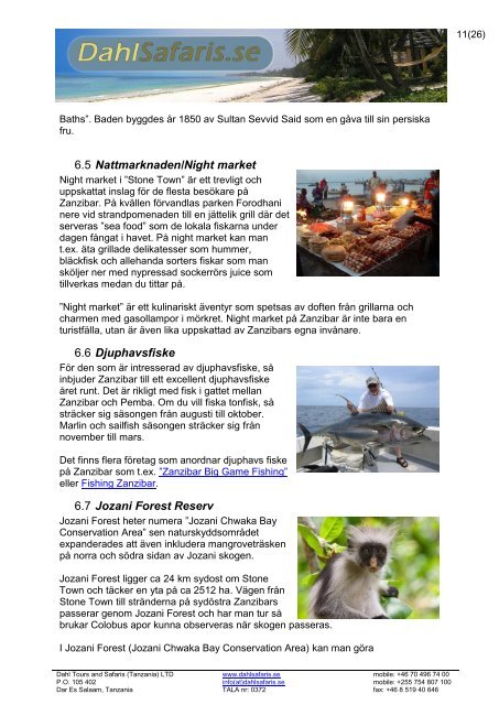 hotell pÃ¥ Zanzibar i Tanzania samt reseinformation - Dahl Safaris