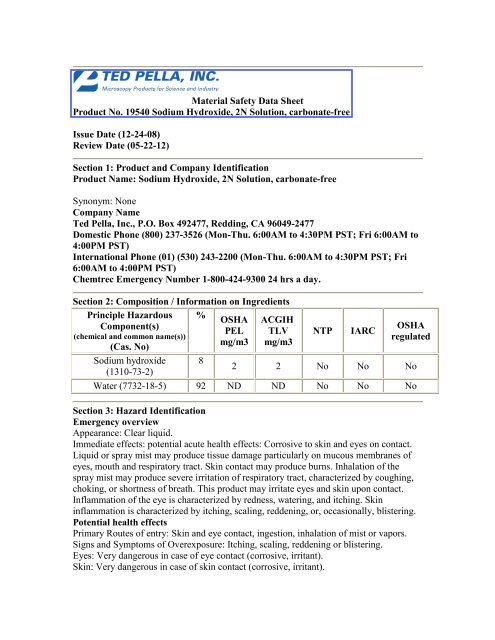 MSDS - Ted Pella, Inc.