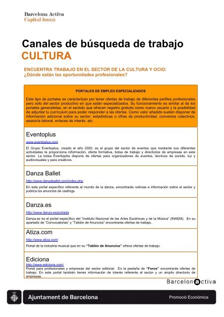 Recursos para la BÃºsqueda de Empleo en el ... - Barcelona Treball