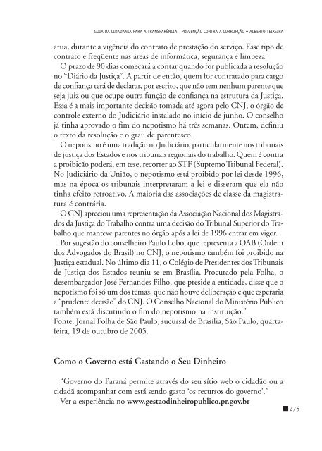 Guia da cidadania para a transparÃªncia: prevenÃ§Ã£o contra - InÃ­cio