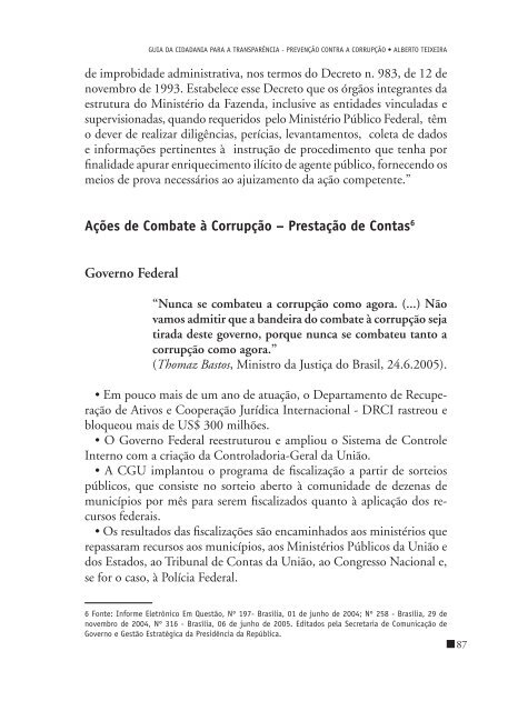 Guia da cidadania para a transparÃªncia: prevenÃ§Ã£o contra - InÃ­cio