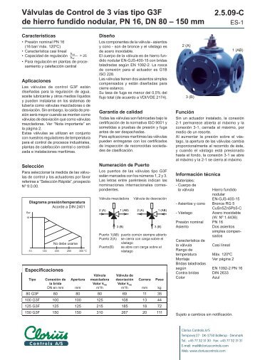 Válvulas de Control de 3 vías tipo G3F, de hierro ... - Clorius Controls