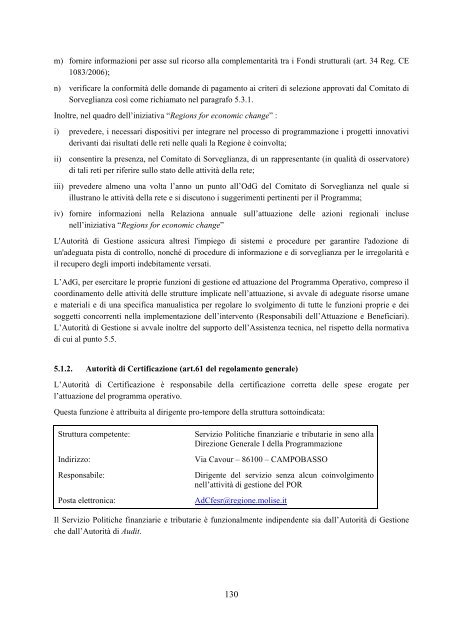 REGIONE MOLISE POR FESR 2007 â 2013 CCI ... - Ufficio Europa