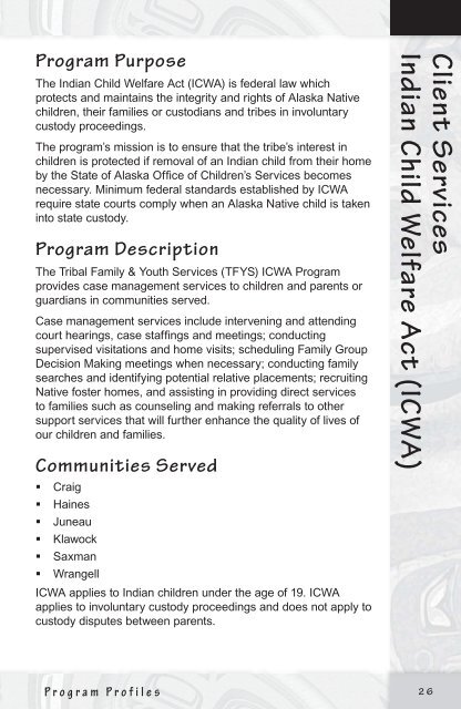 Program Profiles - Central Council Tlingit Haida Indian Tribes of ...