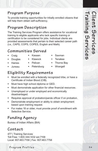 Program Profiles - Central Council Tlingit Haida Indian Tribes of ...