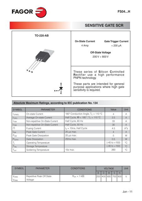 SENSITIVE GATE SCR