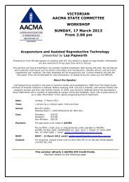 VICTORIAN AACMA STATE COMMITTEE WORKSHOP SUNDAY ...