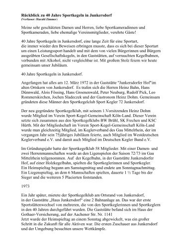 Rede zu 40 Jahre Sportkegeln in Junkersdorf am 24 - SKG ...