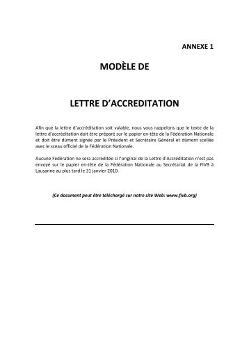 annexe 1 modÃƒÂ¨le de lettre d'accreditation - FIVB